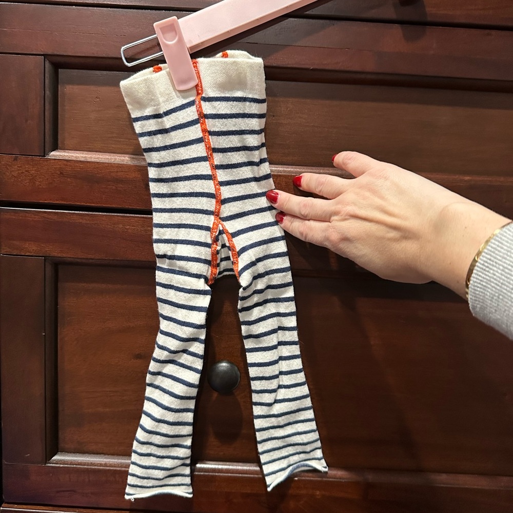 Striped Kids Leggings - Navy and White